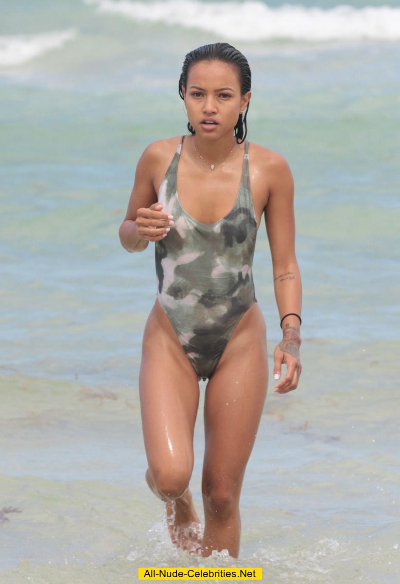 Karrueche Tran on the beach in Miami.